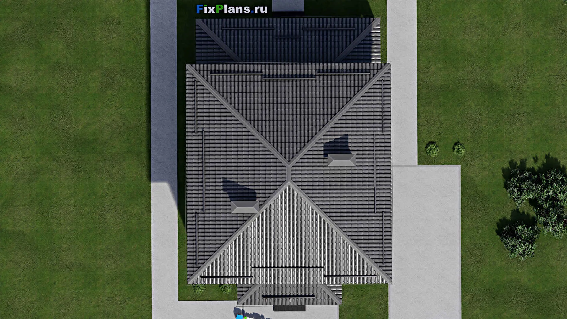 F-4202 - Проект двухэтажного дома 11 на 11, площадью 200 м² с террасой и 5 спальнями