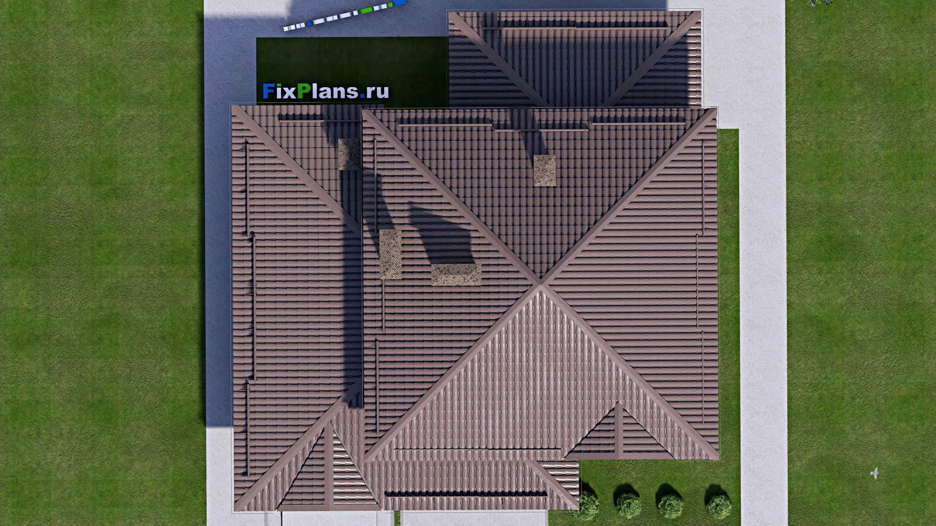 F-13436 - Проект двухэтажного дома 14 на 15, площадью 210 м² с террасой, баней, гаражом на 1 машину и 3 спальнями