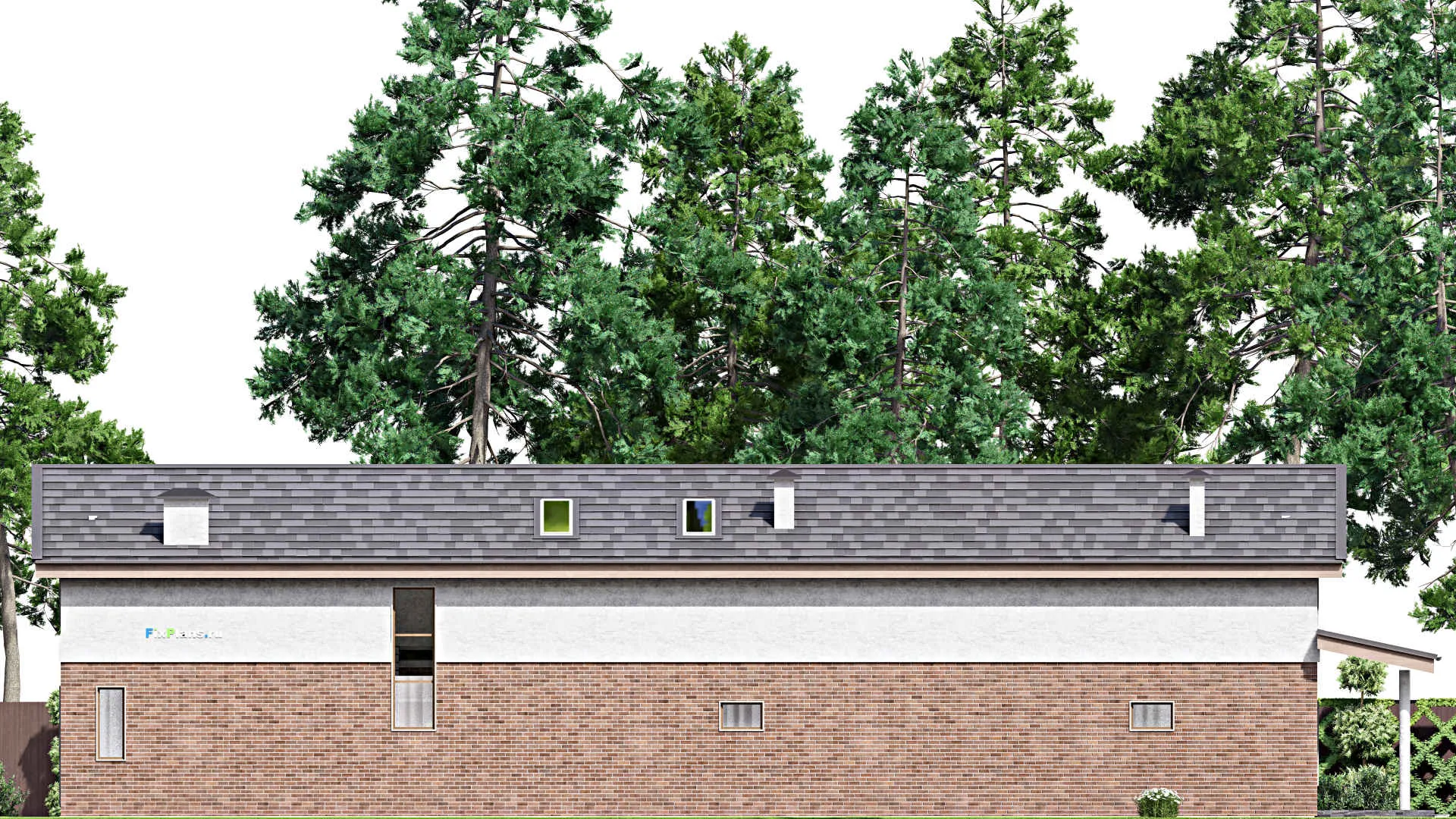 F-10817 - Планы дома с мансардой 9 на 28, площадью 290 м² с террасой, баней и 4 спальнями