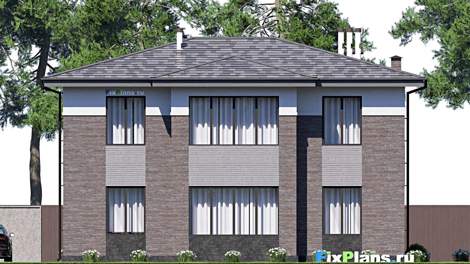 F-17657 - Проект двухэтажного дома 14 на 15, площадью 230 м² с 5 спальнями