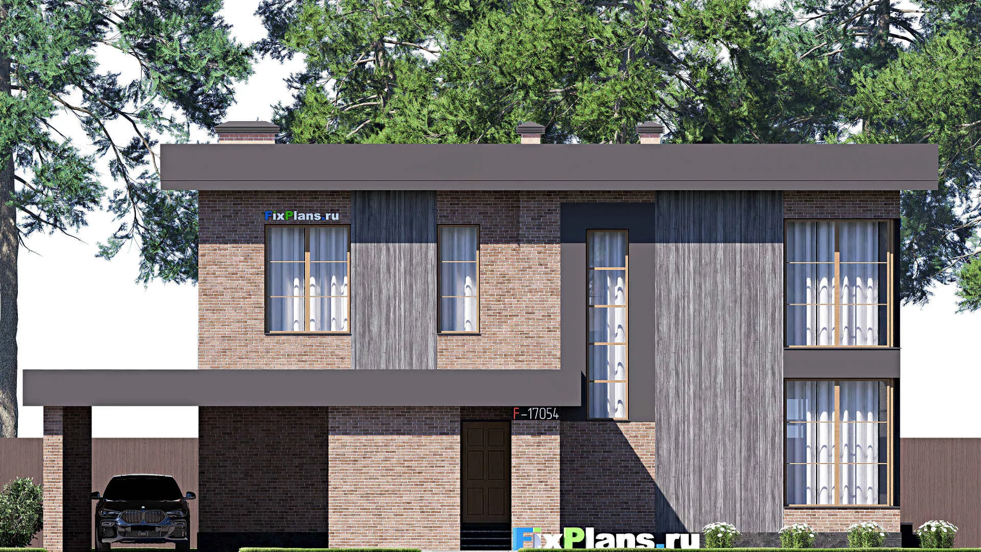 F-17054 - Проект двухэтажного дома 15 на 18, площадью 340 м² с террасой, балконом и 4 спальнями