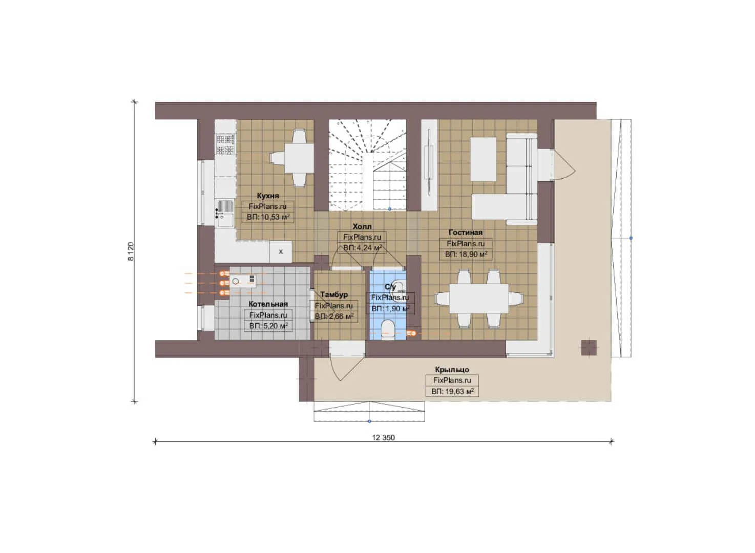 F-16541 - Планы дома с мансардой 9 на 13, площадью 120 м² с 3 спальнями
