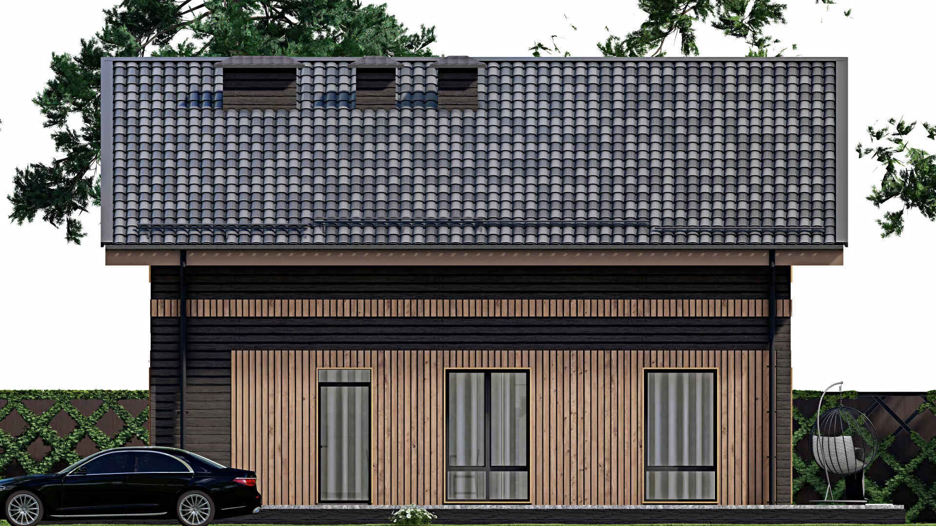 F-9476 - Проект дома с мансардой 16 на 17, площадью 280 м² с террасой и 4 спальнями