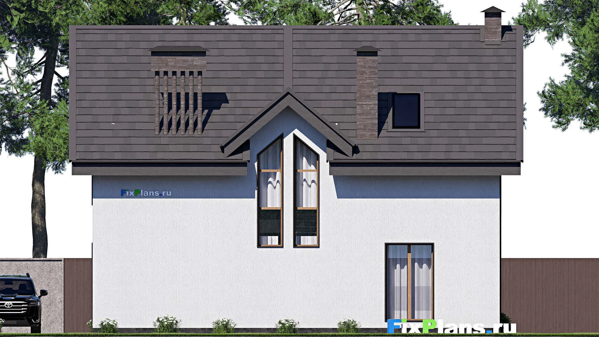 F-19367 - Проект дома с мансардой 10 на 13, площадью 160 м² с 4 спальнями