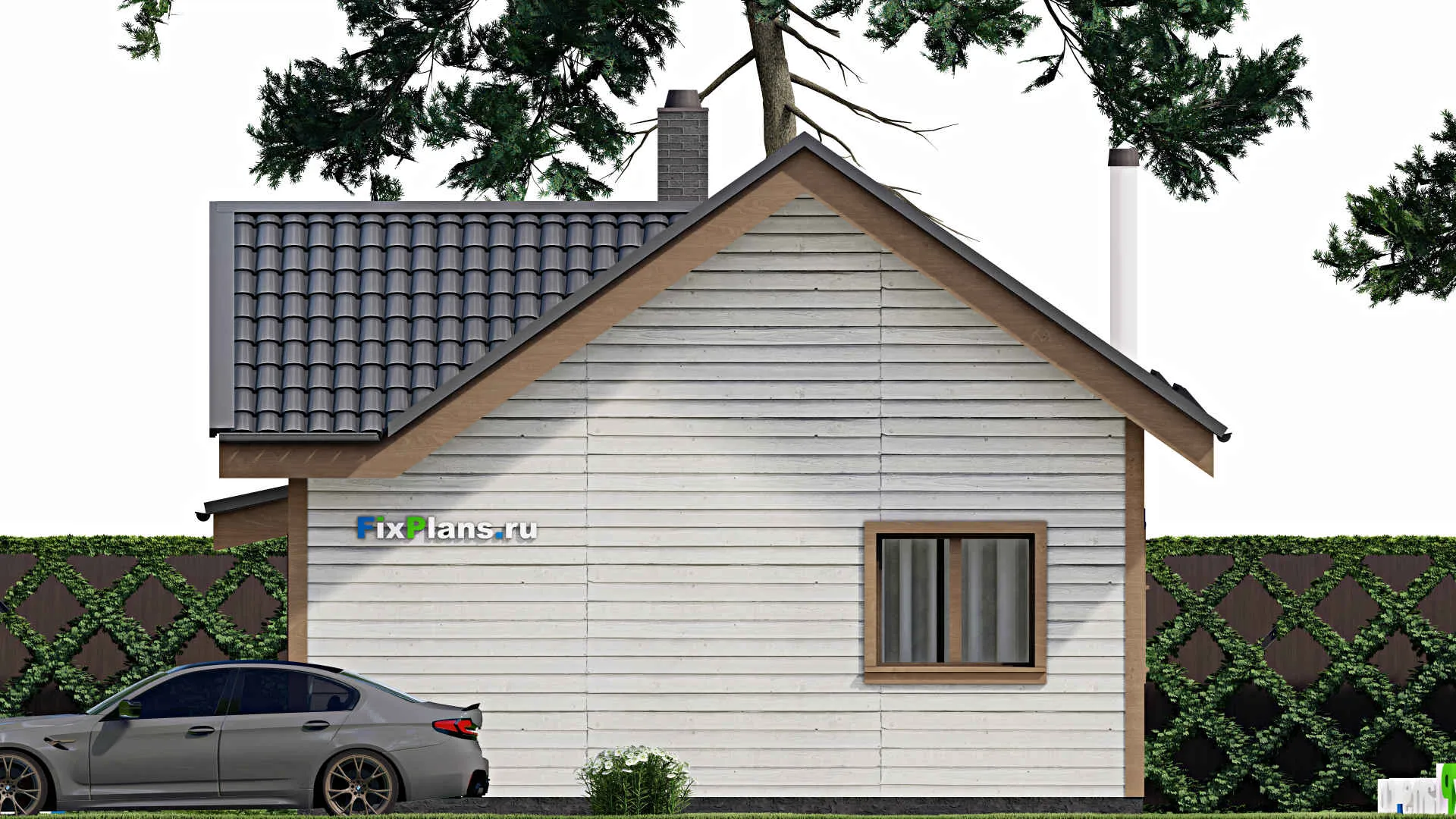 F-12320 - Проект одноэтажного дома 8 на 11, площадью 60 м² с 2 спальнями