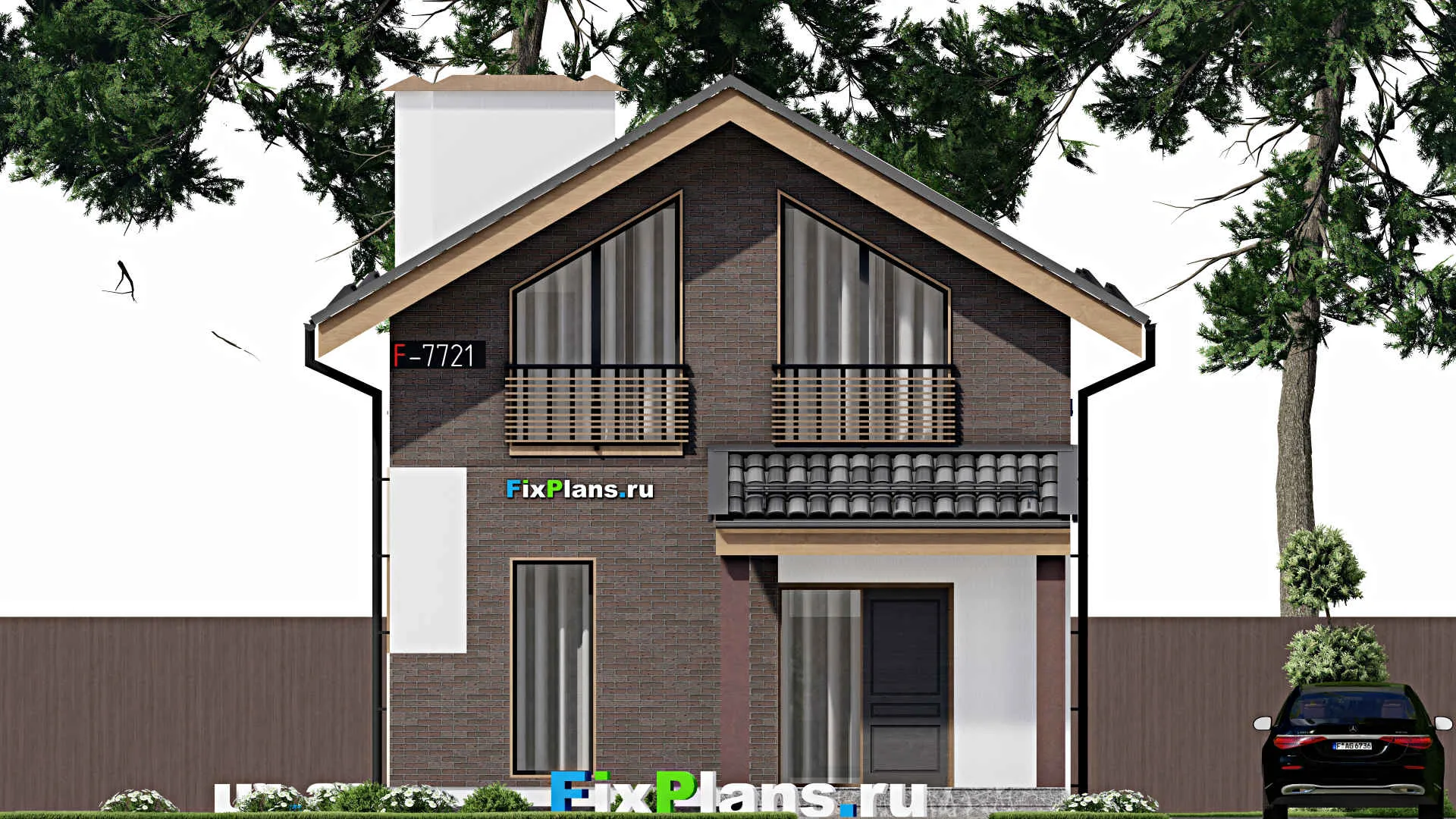 F-7721 - Планы дома с мансардой 7 на 14, площадью 160 м² с террасой и 3 спальнями