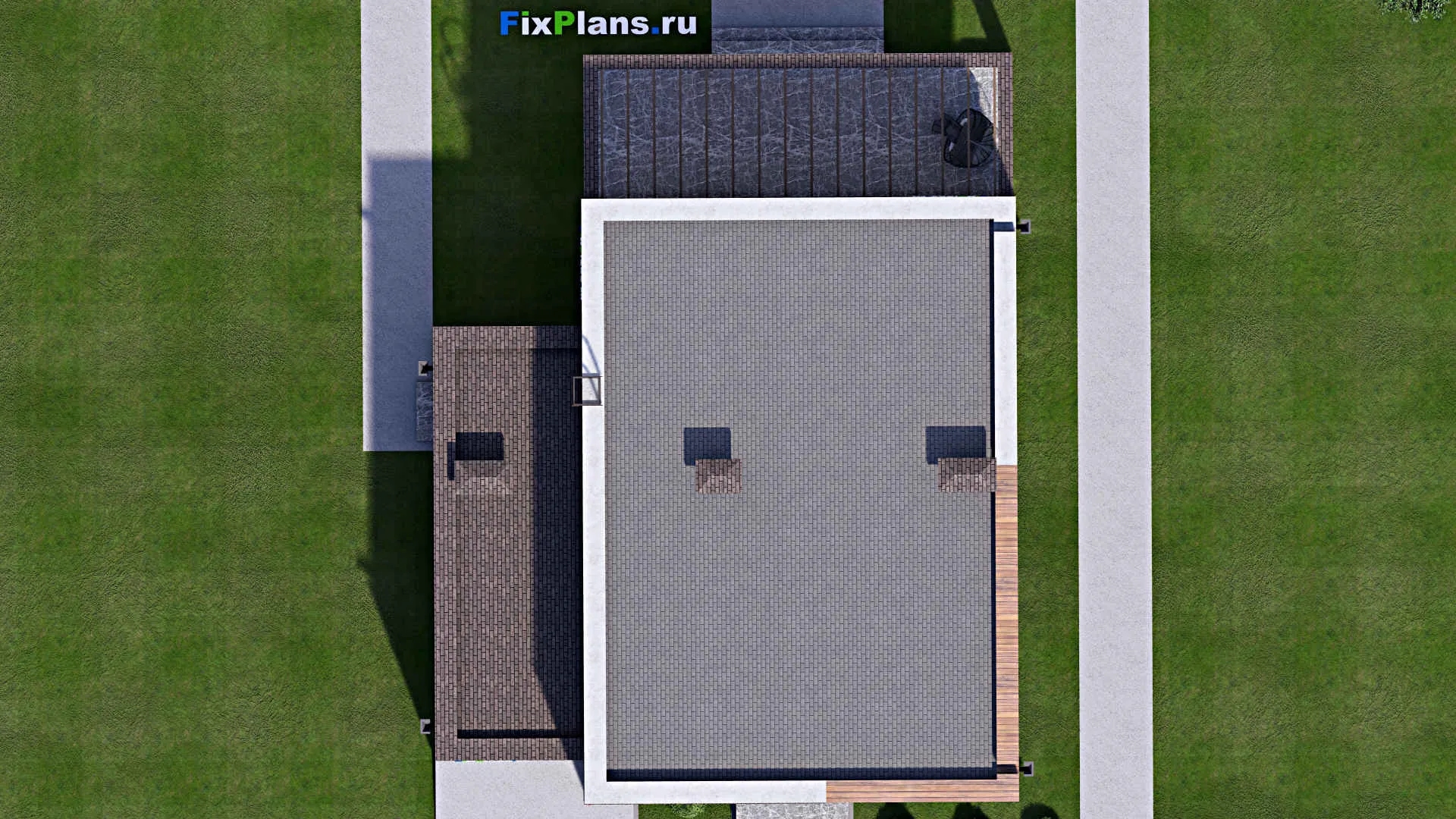 F-13724 - Проект двухэтажного дома 12 на 16, площадью 220 м² с террасой, гаражом на 1 машину и 4 спальнями