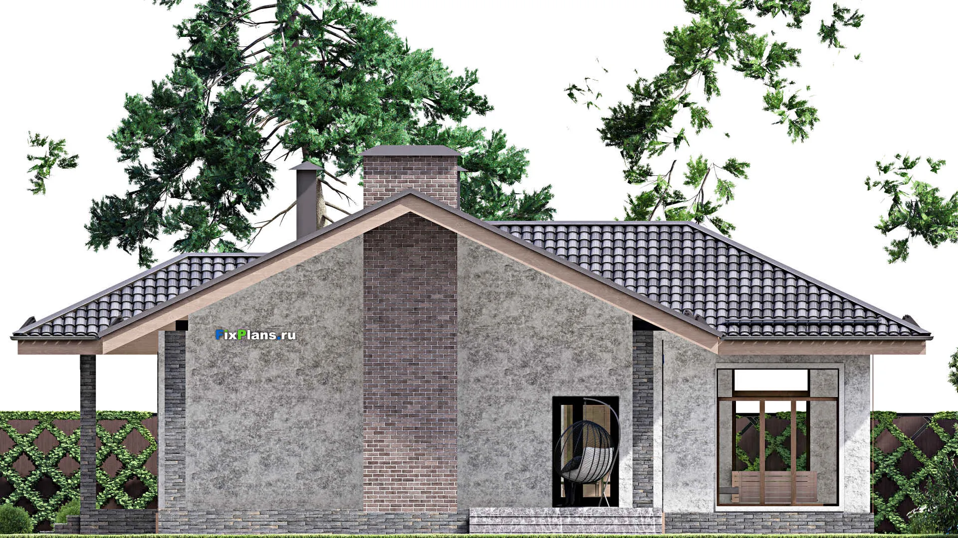 F-13391 - План одноэтажного дома 16 на 21, площадью 200 м² с террасой, баней и 3 спальнями