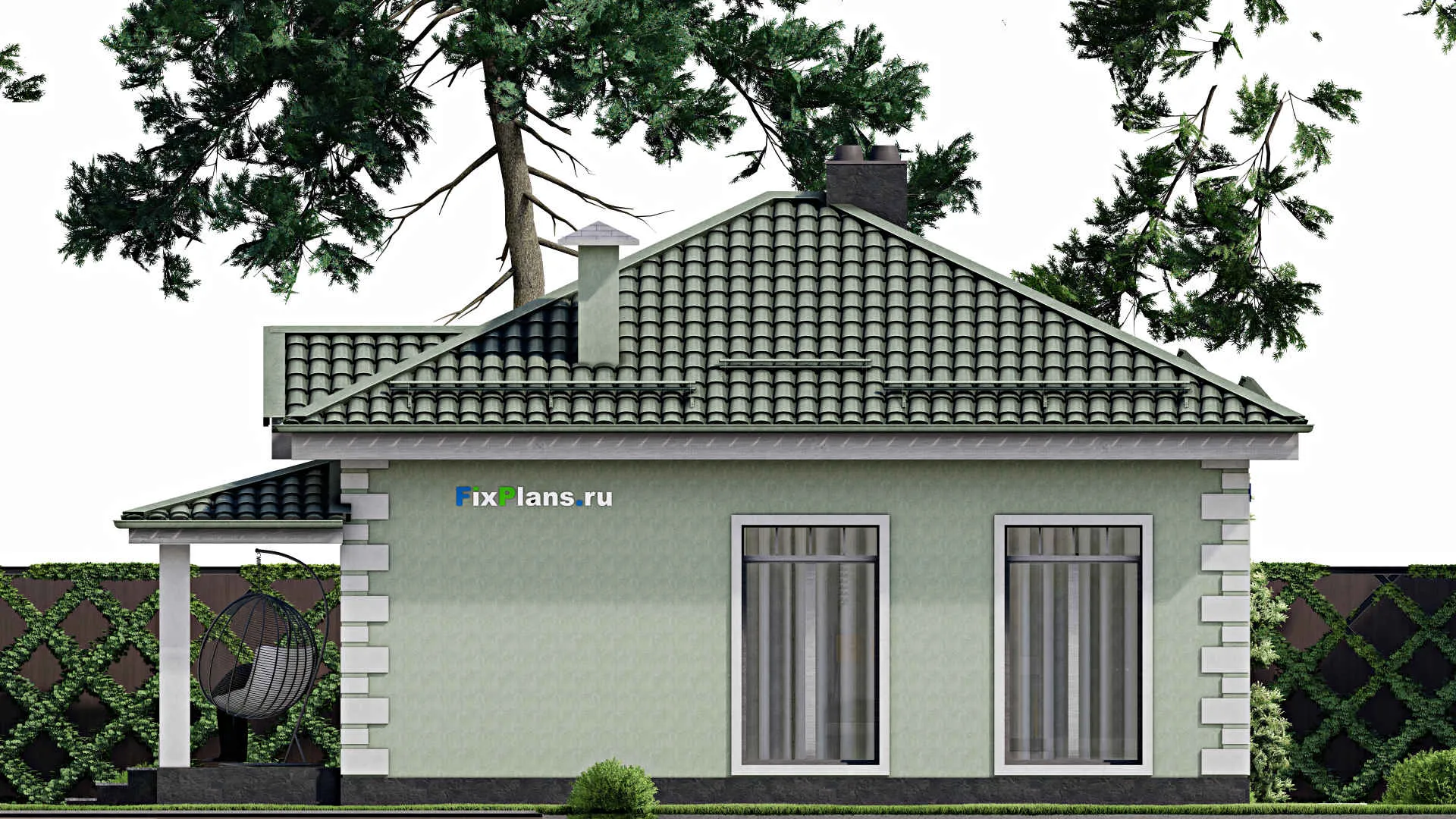 F-2690 - Проект одноэтажного дома 9 на 9, площадью 70 м² с 2 спальнями