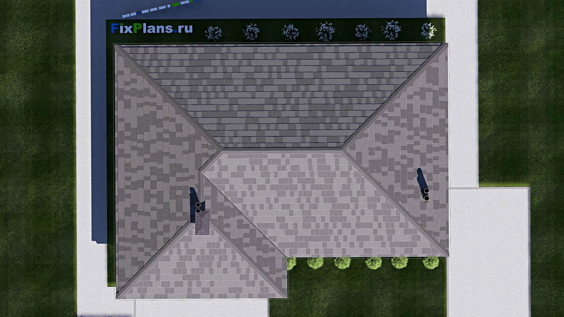 F-18053 - План одноэтажного дома 11 на 15, площадью 120 м² с террасой и 3 спальнями