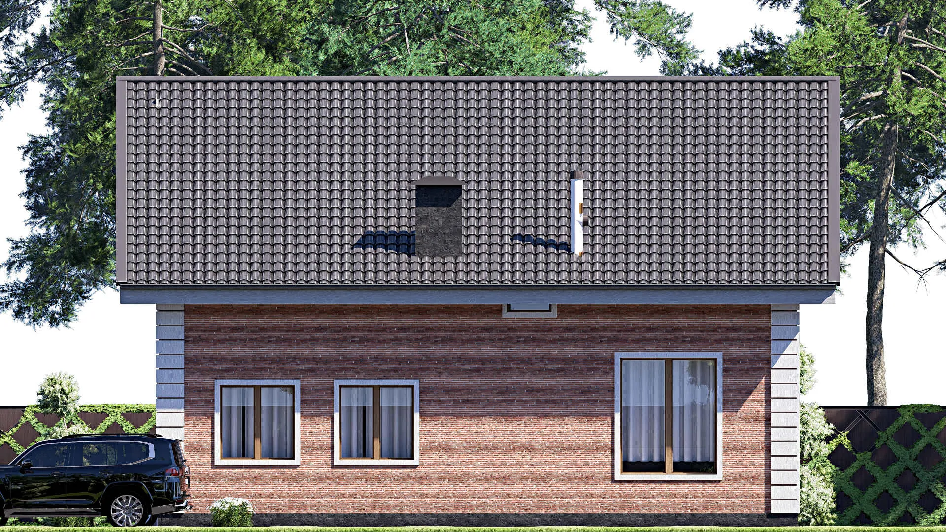 F-19592 - Проект дома с мансардой 13 на 13, площадью 200 м² с балконом и 3 спальнями