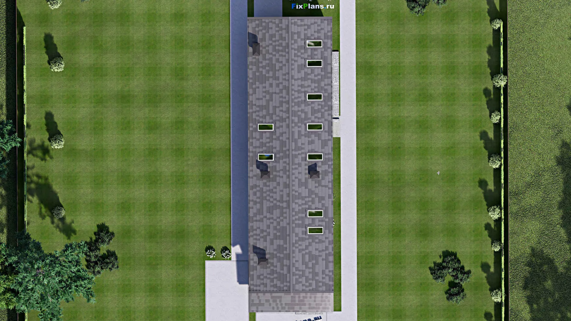 F-10817 - Планы дома с мансардой 9 на 28, площадью 290 м² с террасой, баней и 4 спальнями