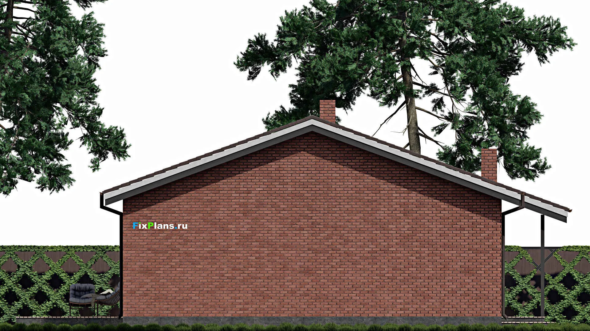 F-0449 - Проект одноэтажного дома 14 на 17, площадью 160 м² с террасой и 3 спальнями