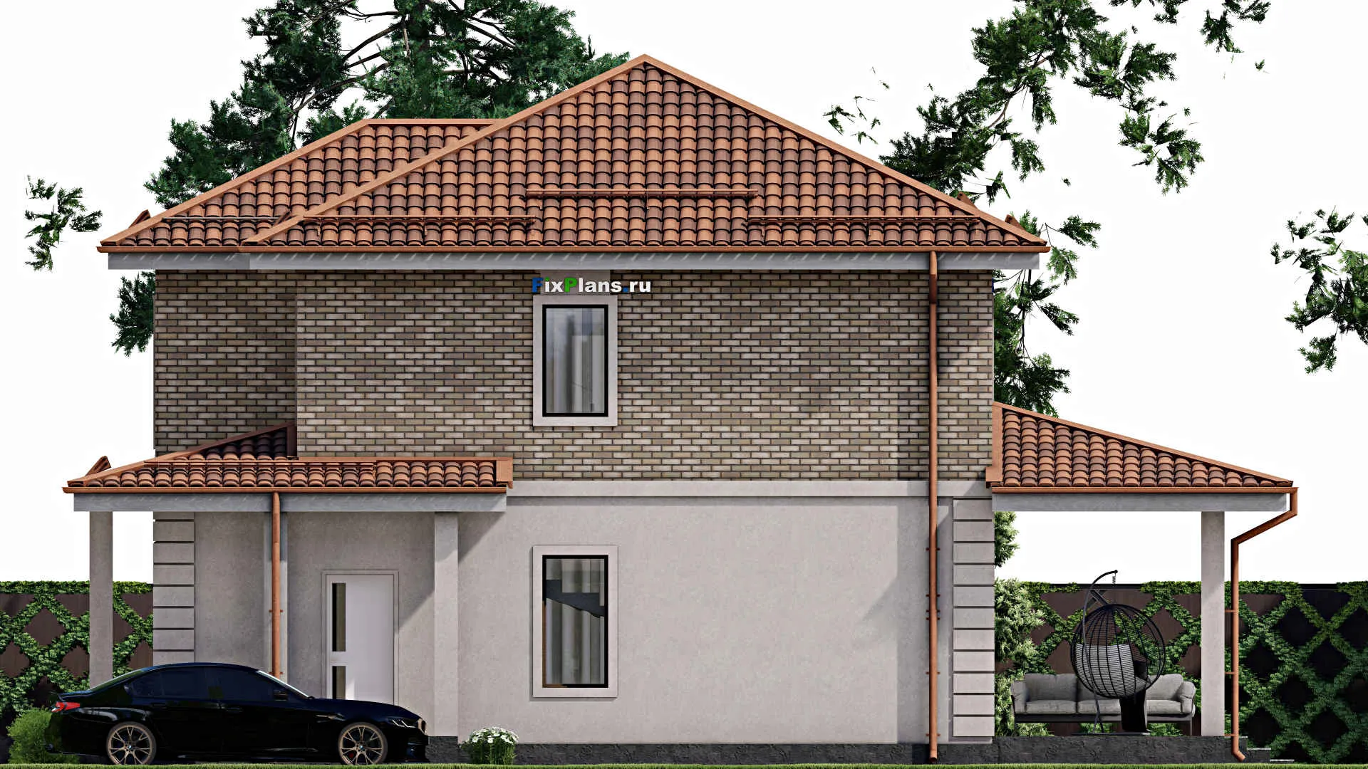F-7658 - Проект двухэтажного дома 10 на 16, площадью 160 м² с террасой и 4 спальнями