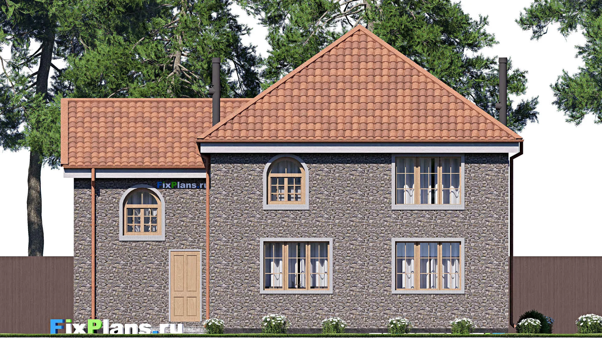 F-20186 - Проект двухэтажного дома 13 на 13, площадью 190 м² с гаражом на 1 машину и 3 спальнями