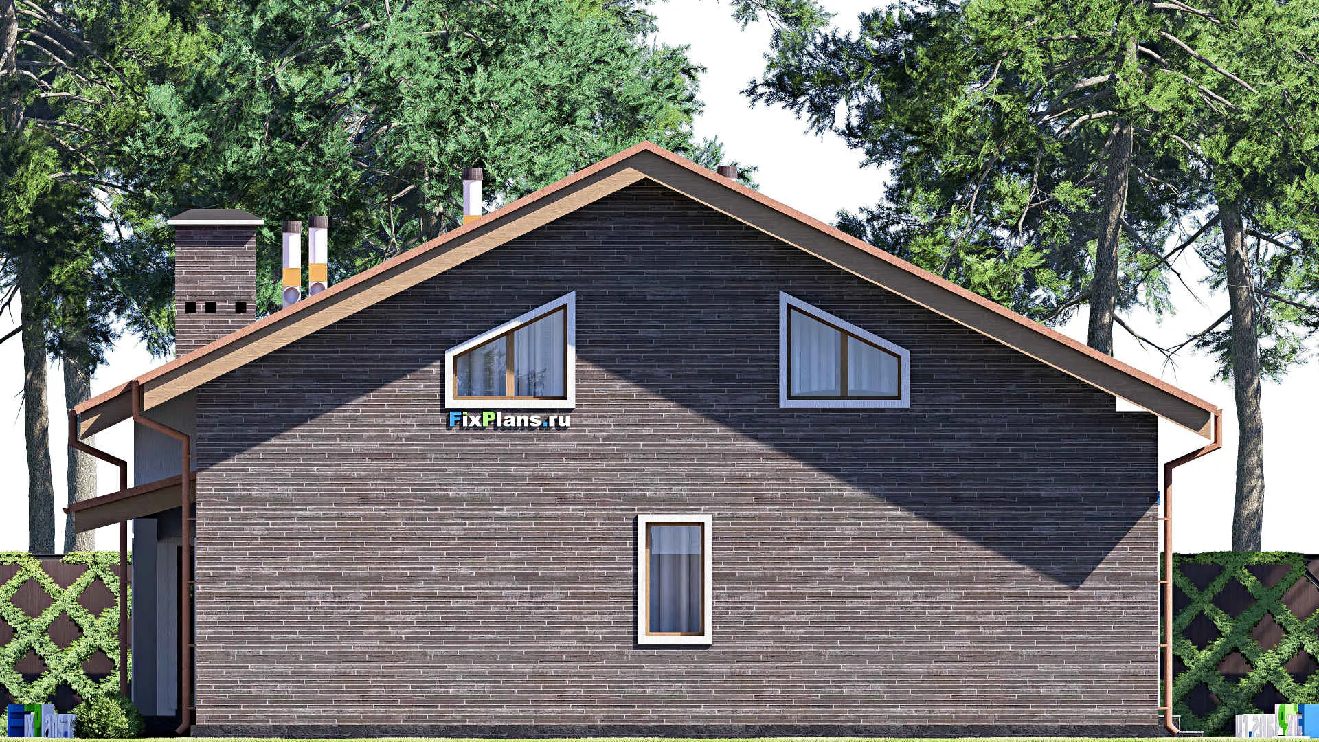 F-20258 - Проект дома с мансардой 13 на 16, площадью 300 м² с террасой и 5 спальнями