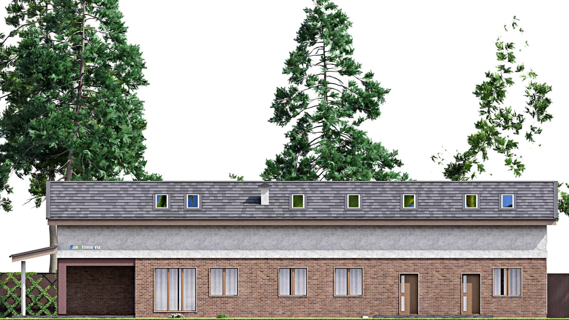 F-10817 - Планы дома с мансардой 9 на 28, площадью 290 м² с террасой, баней и 4 спальнями