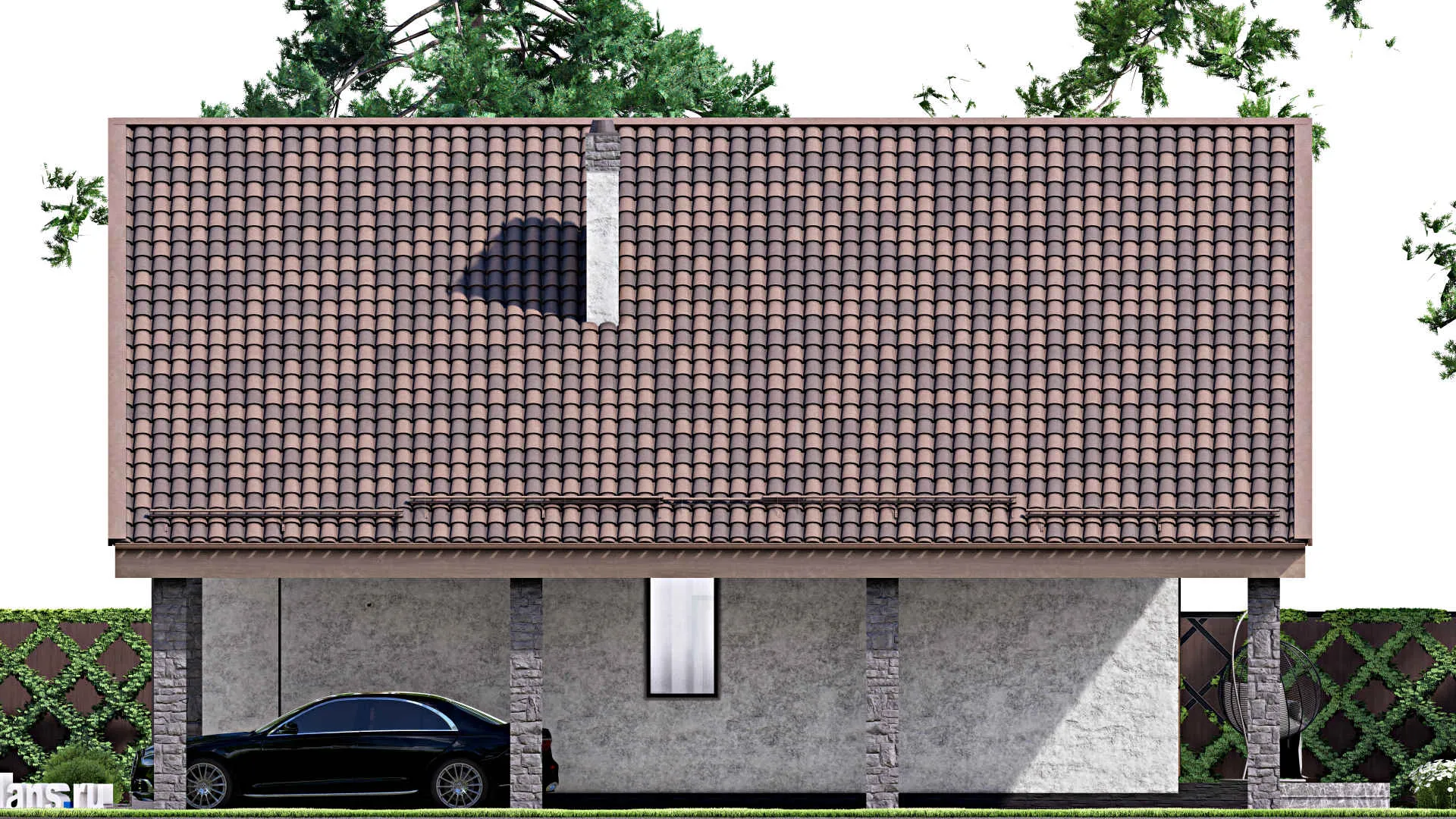 F-14246 - Проект дома с мансардой 13 на 15, площадью 240 м² с террасой, балконом и 5 спальнями