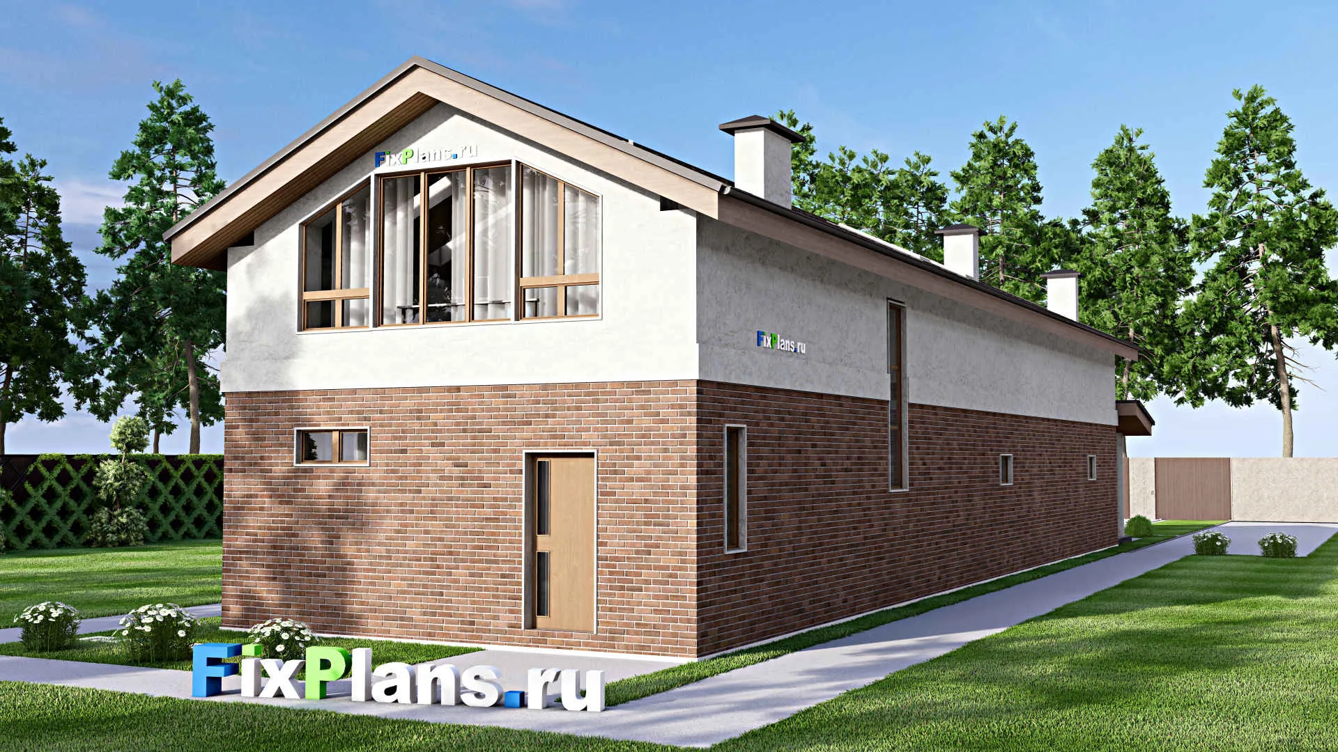 F-10817 - Планы дома с мансардой 9 на 28, площадью 290 м² с террасой, баней и 4 спальнями