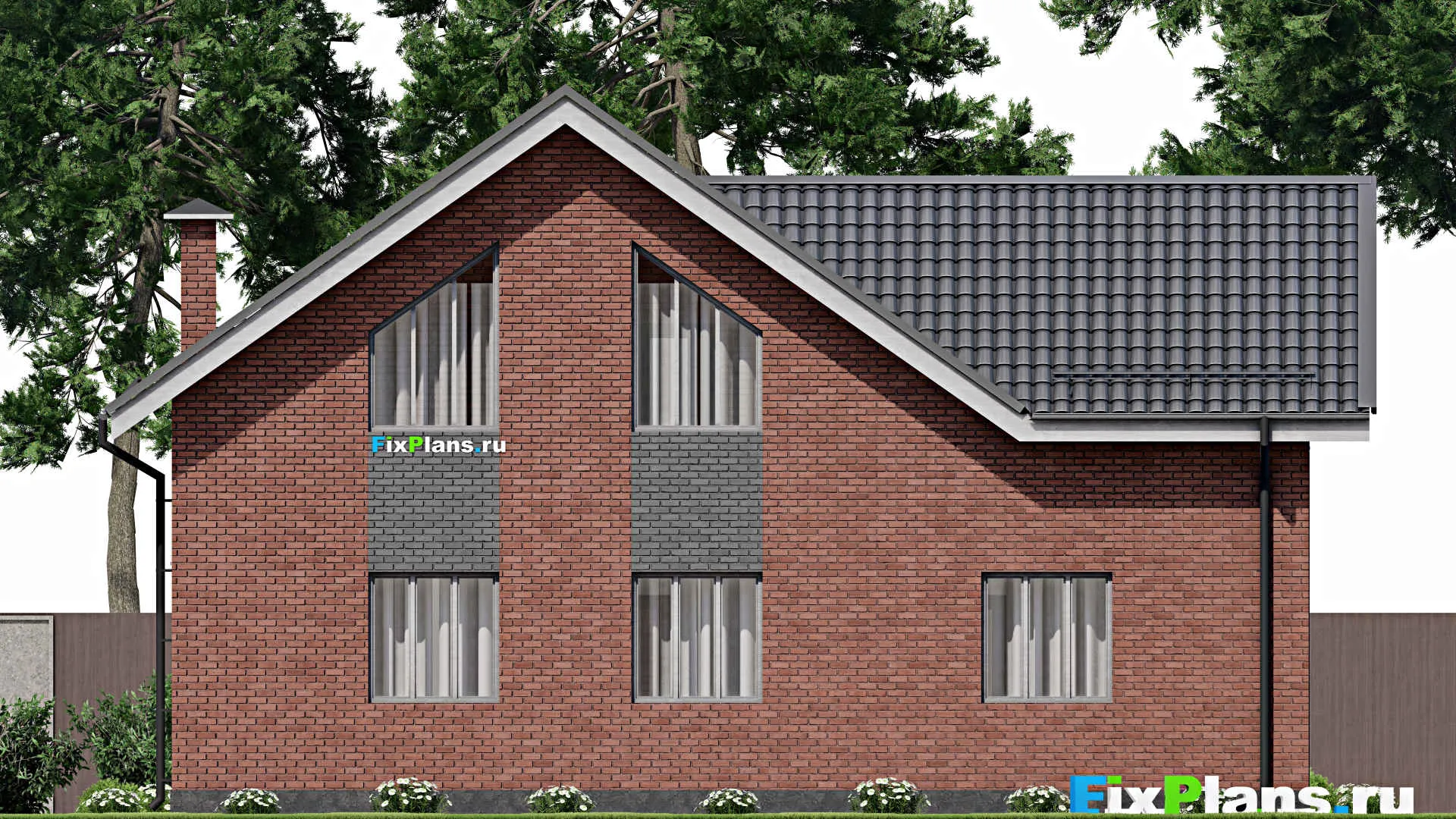 F-3752 - Проект дома с мансардой 11 на 13, площадью 190 м² с балконом и 4 спальнями