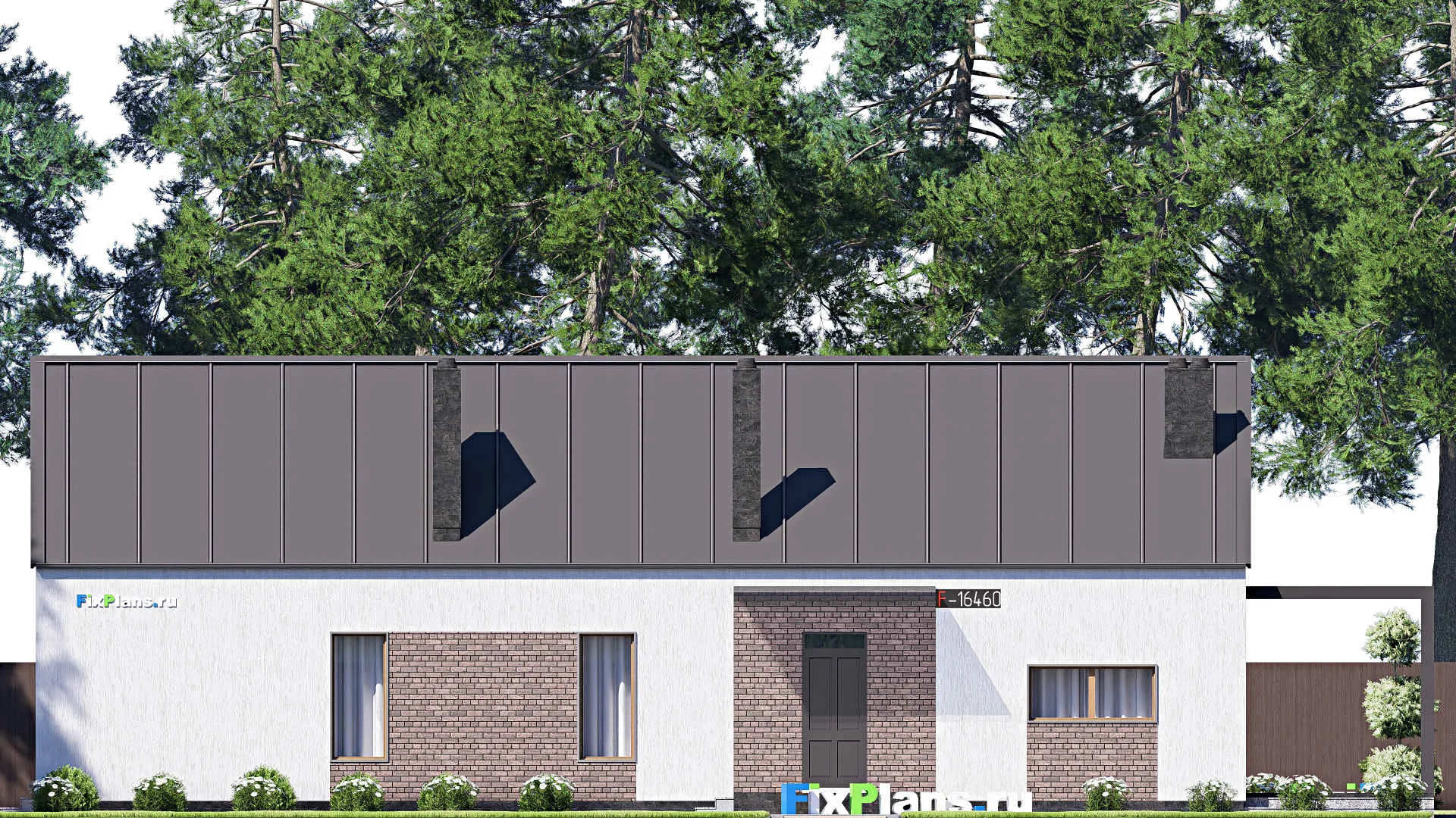 F-16460 - План одноэтажного дома 12 на 22, площадью 160 м² с террасой и 3 спальнями