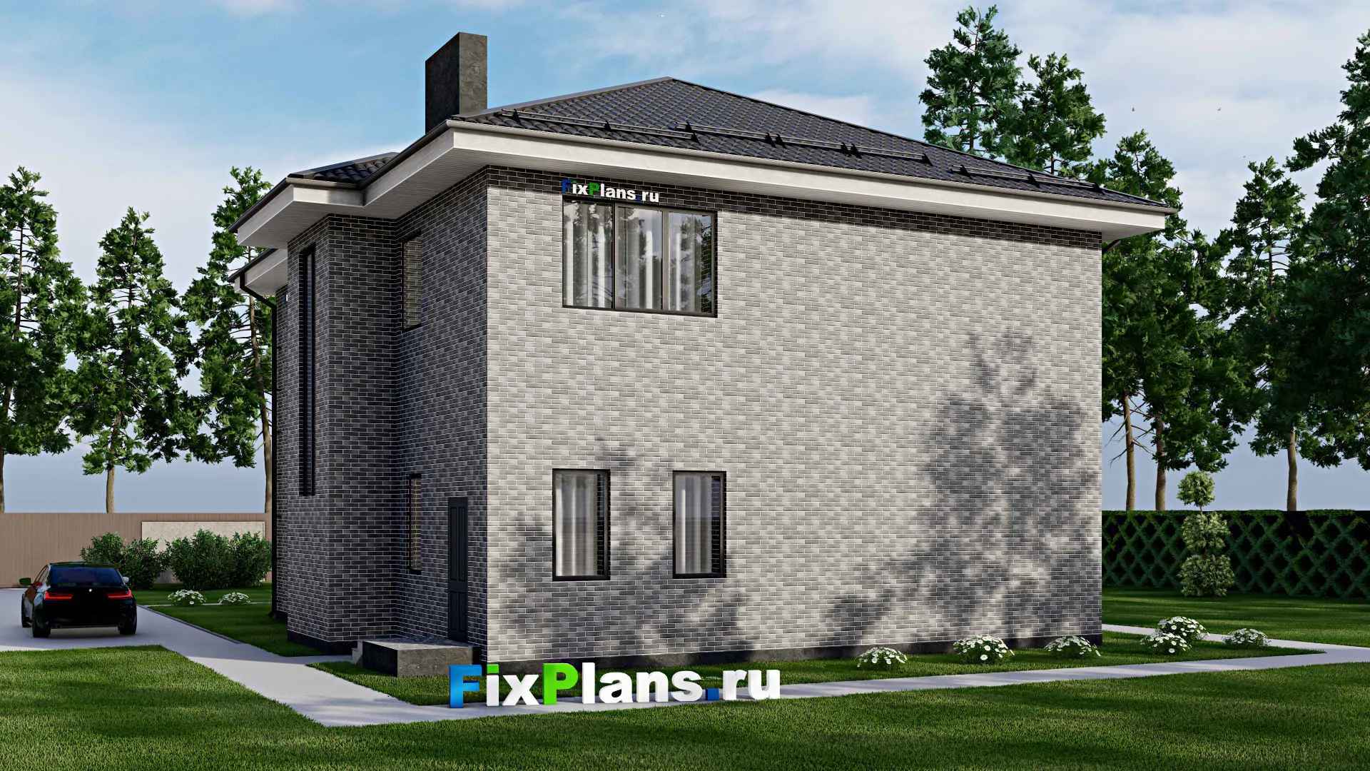 F-3014 - Проект двухэтажного дома 14 на 15, площадью 250 м² с террасой и 4 спальнями