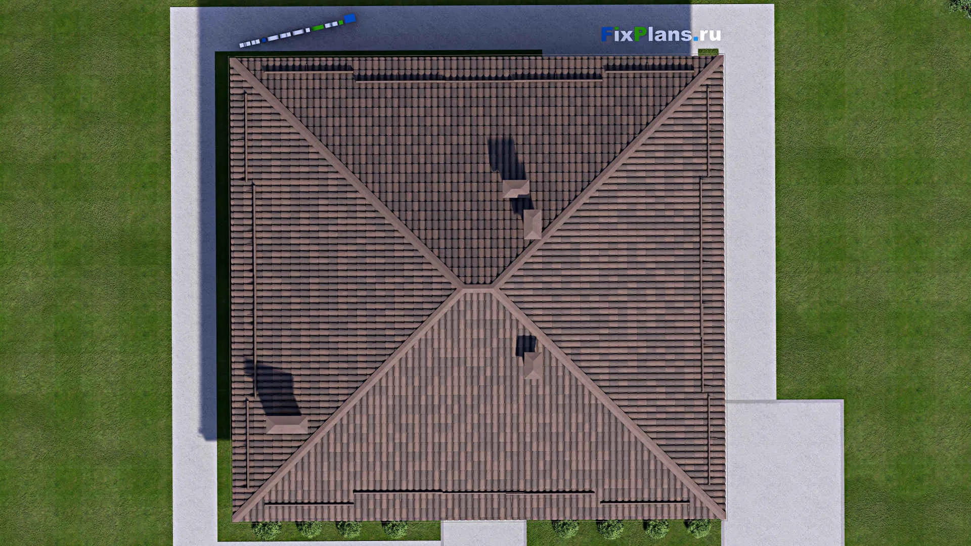 F-14354 - Проект одноэтажного дома 15 на 16, площадью 170 м² с террасой и 3 спальнями