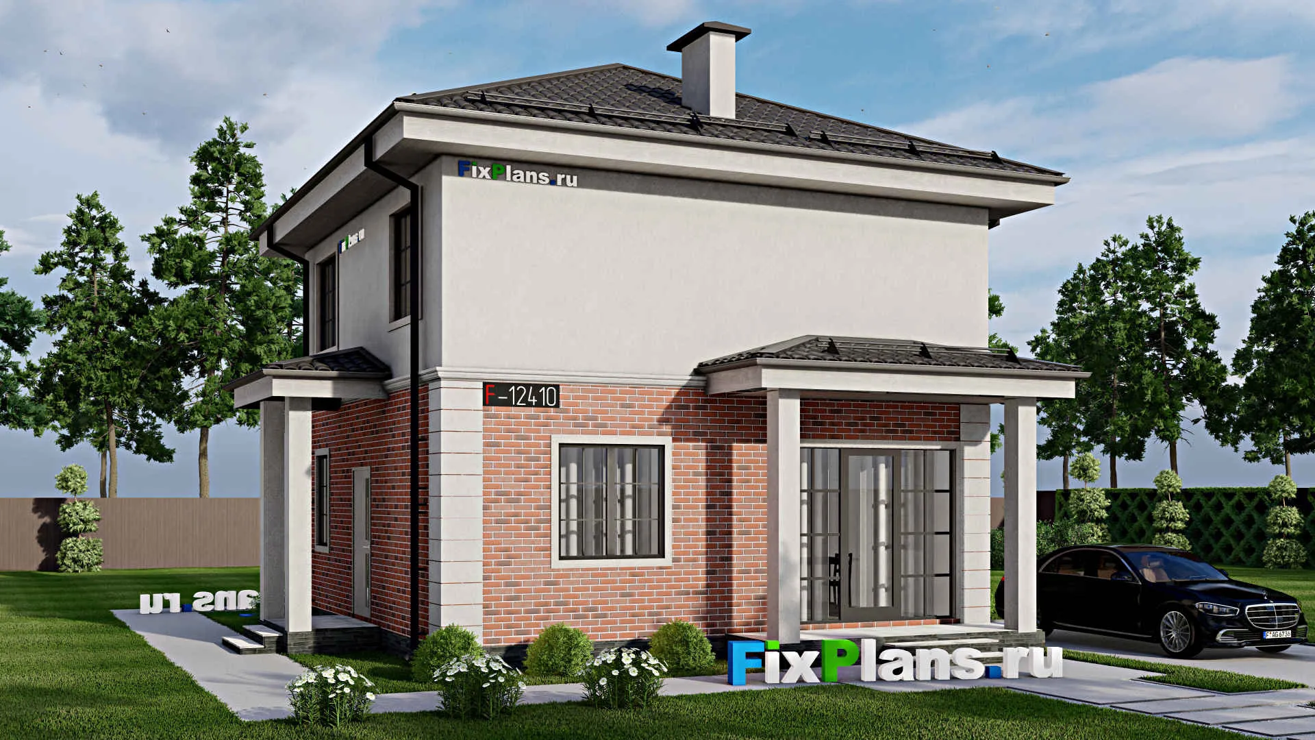 F-12410 - Проект двухэтажного дома 10 на 10, площадью 100 м² с 3 спальнями