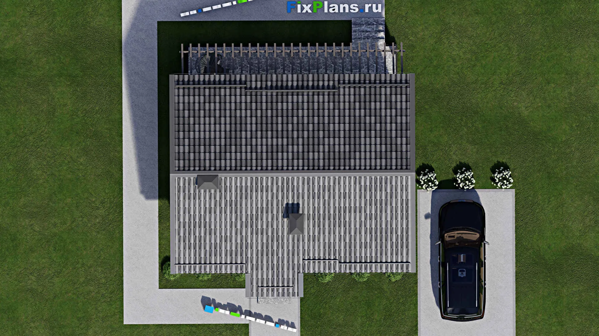 F-9179 - Проект одноэтажного дома 9 на 11, площадью 70 м² с террасой и 1 спальнями