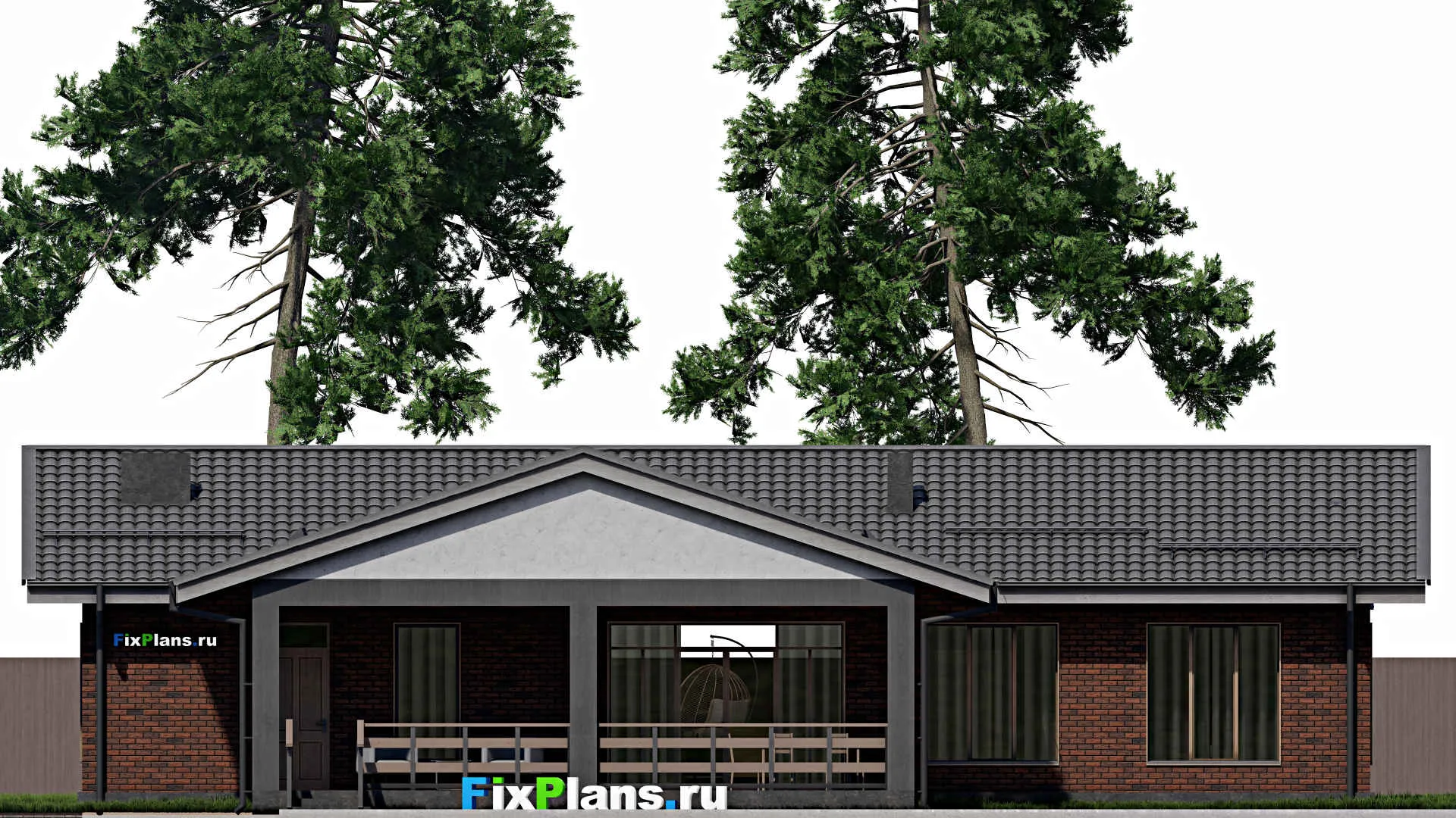 F-0512 - Проект одноэтажного дома 13 на 20, площадью 200 м² с террасой и 1 спальнями