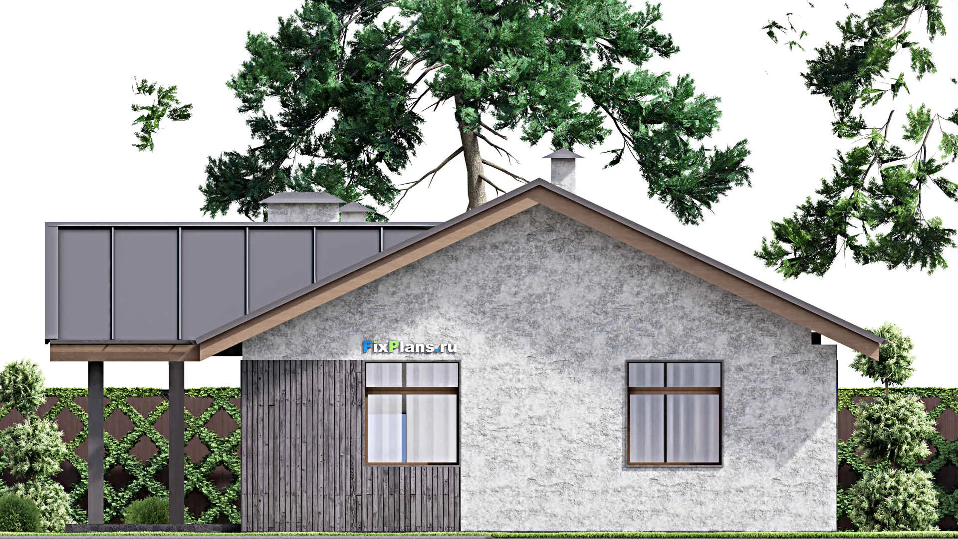 F-14561 - План одноэтажного дома 13 на 15, площадью 140 м² с террасой и 3 спальнями