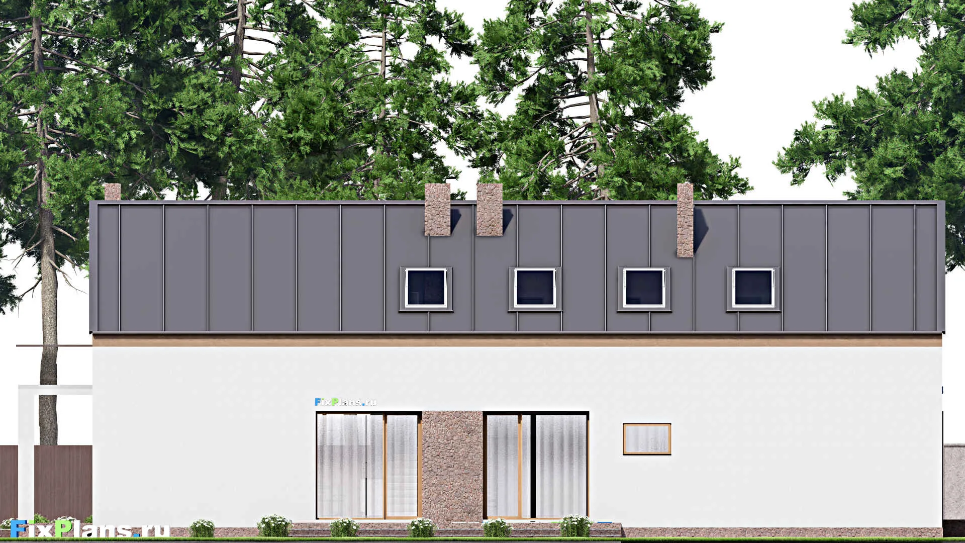 F-16199 - Планы дома с мансардой 11 на 24, площадью 320 м² с террасой, балконом, гаражом на 2 машины и 3 спальнями