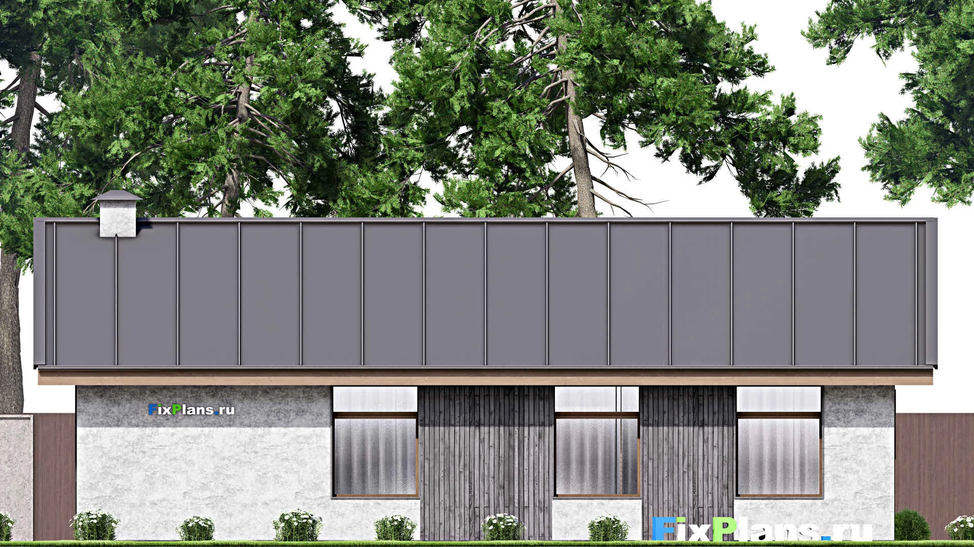 F-14561 - План одноэтажного дома 13 на 15, площадью 140 м² с террасой и 3 спальнями