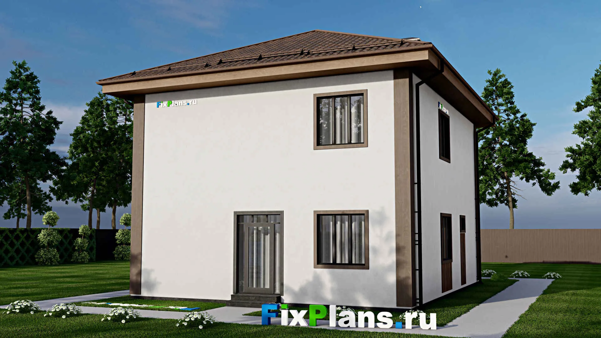 F-12203 - Планы двухэтажного дома 10 на 13, площадью 170 м² с балконом и 5 спальнями