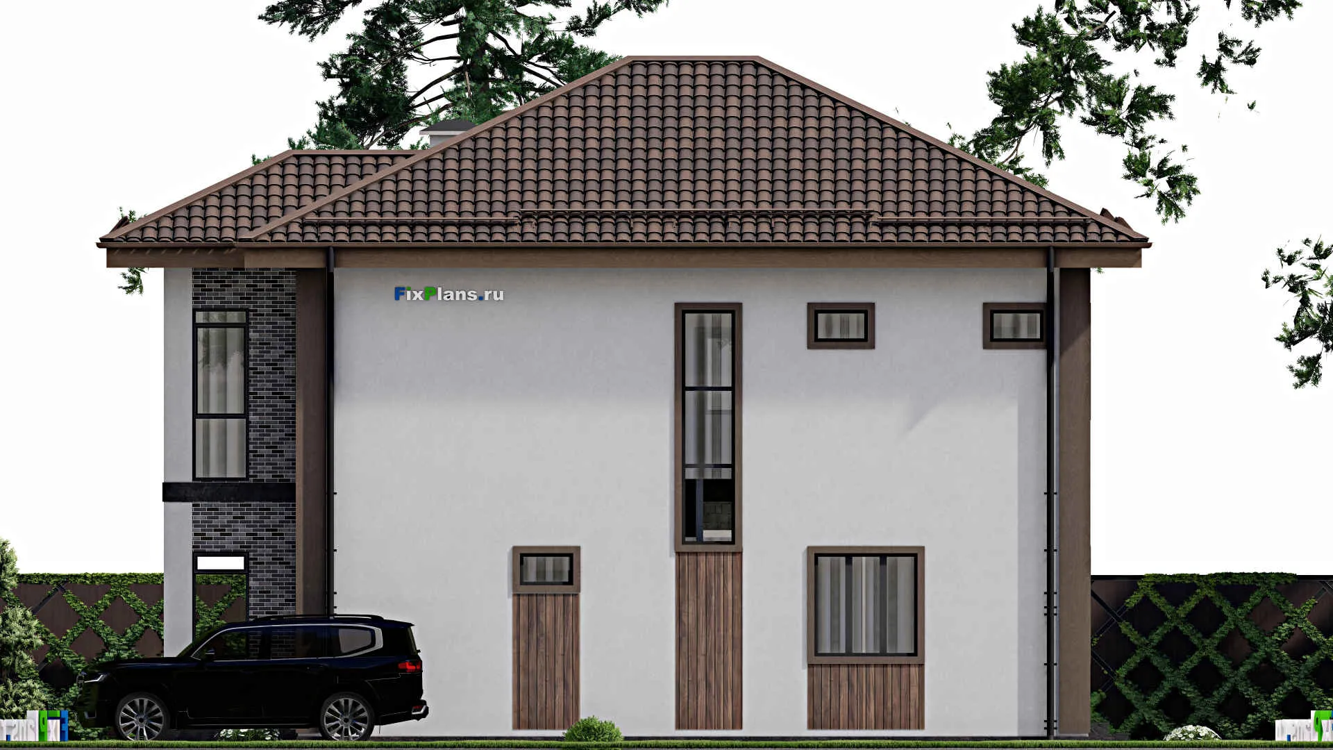 F-12203 - Планы двухэтажного дома 10 на 13, площадью 170 м² с балконом и 5 спальнями