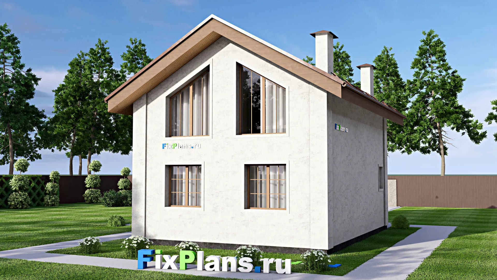 F-15272 - Планы дома с мансардой 8 на 11, площадью 90 м² с 3 спальнями