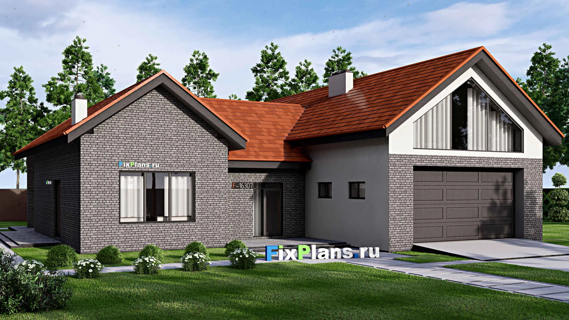 F-16307 - Проект дома с мансардой 21 на 24, площадью 360 м² с 3 спальнями