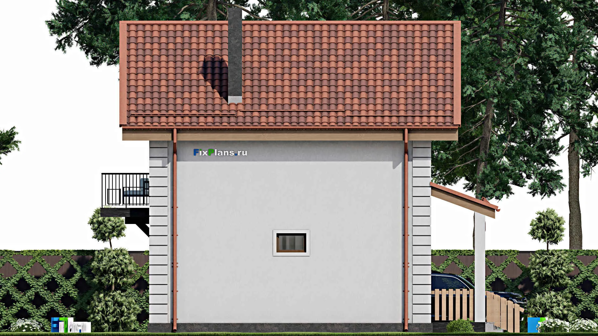 F-11717 - Проект дома с мансардой 9 на 10, площадью 250 м² с балконом и 3 спальнями