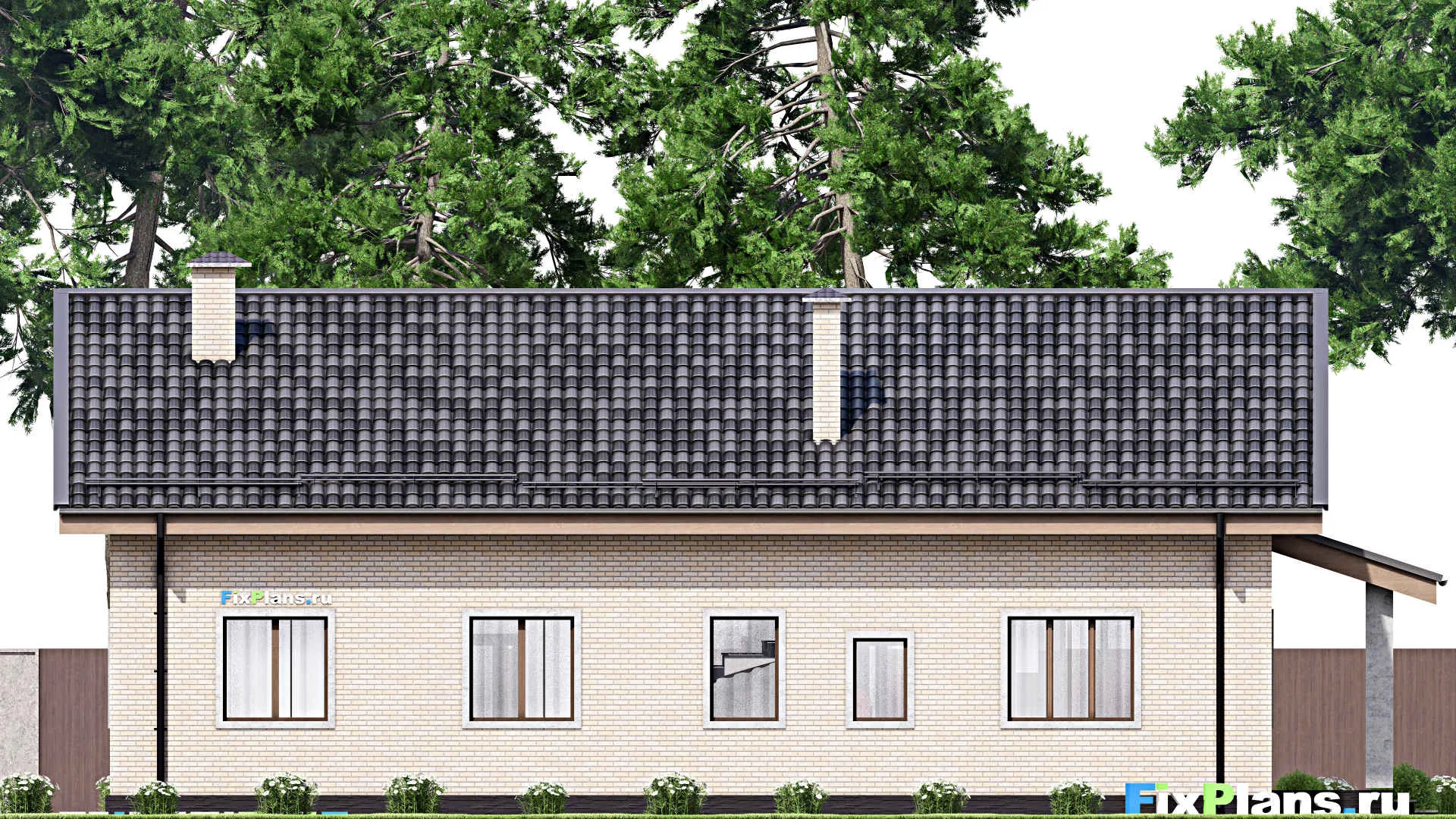 F-12887 - Проект дома с мансардой 13 на 18, площадью 200 м² с террасой и 3 спальнями