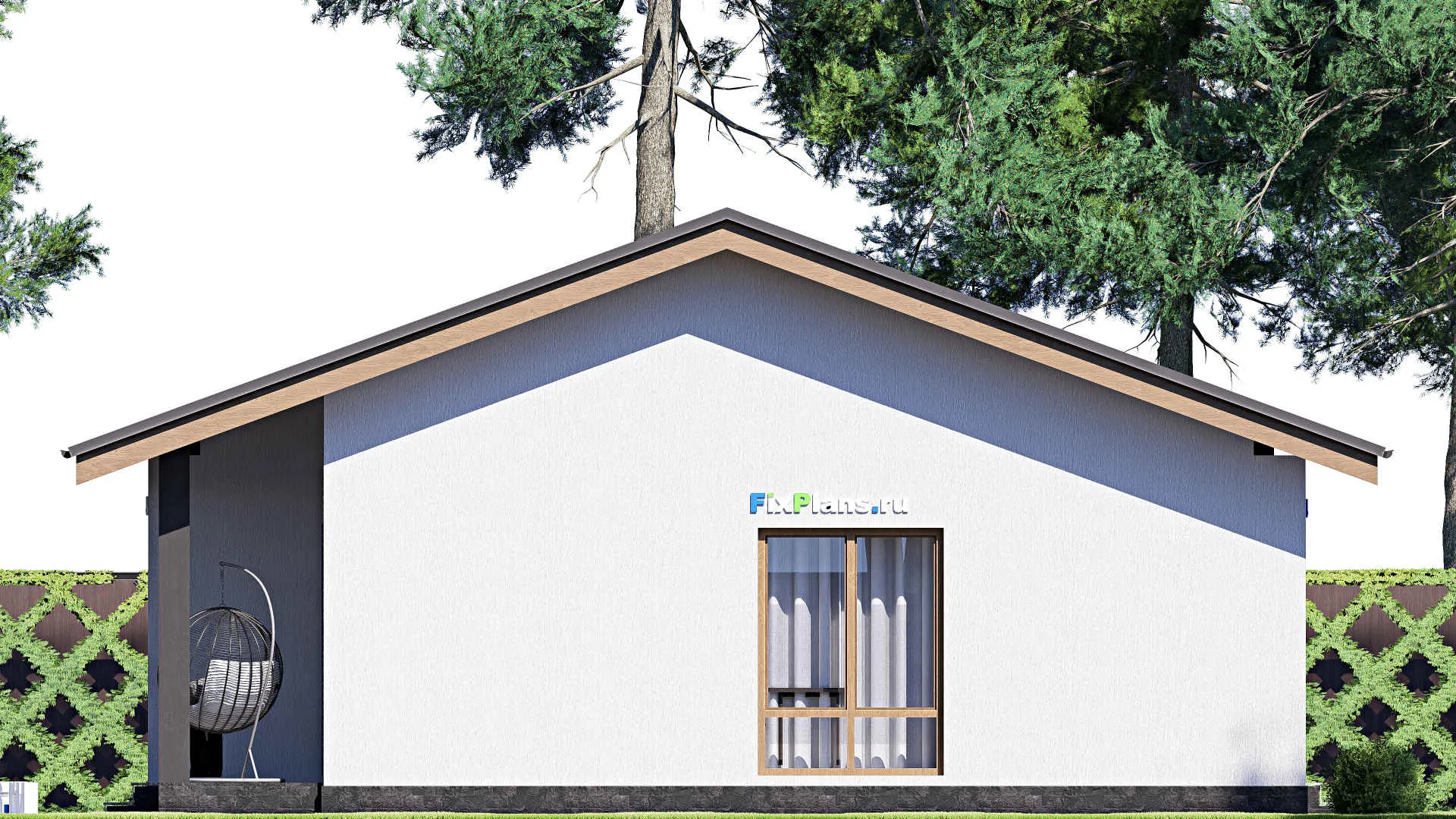 F-18629 - Проект одноэтажного дома 12 на 13, площадью 110 м² с террасой и 3 спальнями