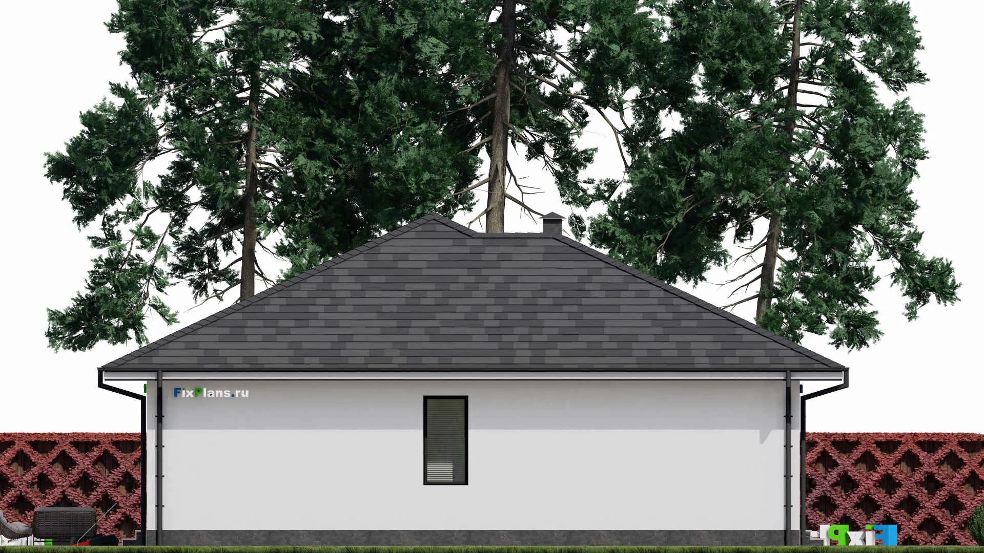 F-0107 - Проект одноэтажного дома 14 на 16, площадью 150 м² с террасой и 3 спальнями