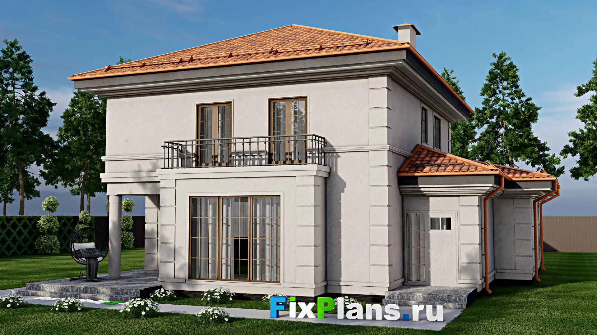 F-10484 - Проект двухэтажного дома 14 на 15, площадью 220 м² с 4 спальнями