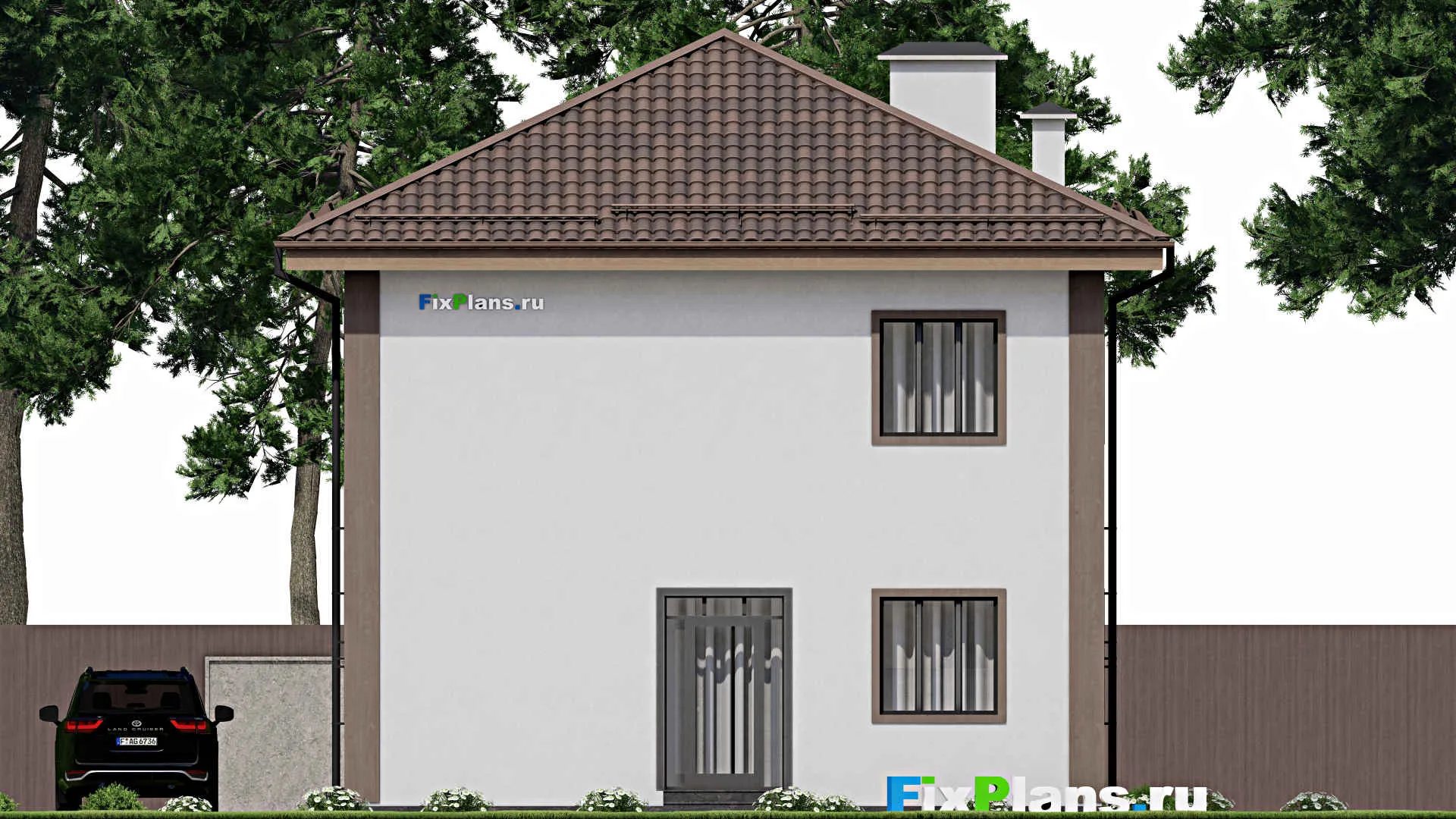 F-12203 - Планы двухэтажного дома 10 на 13, площадью 170 м² с балконом и 5 спальнями