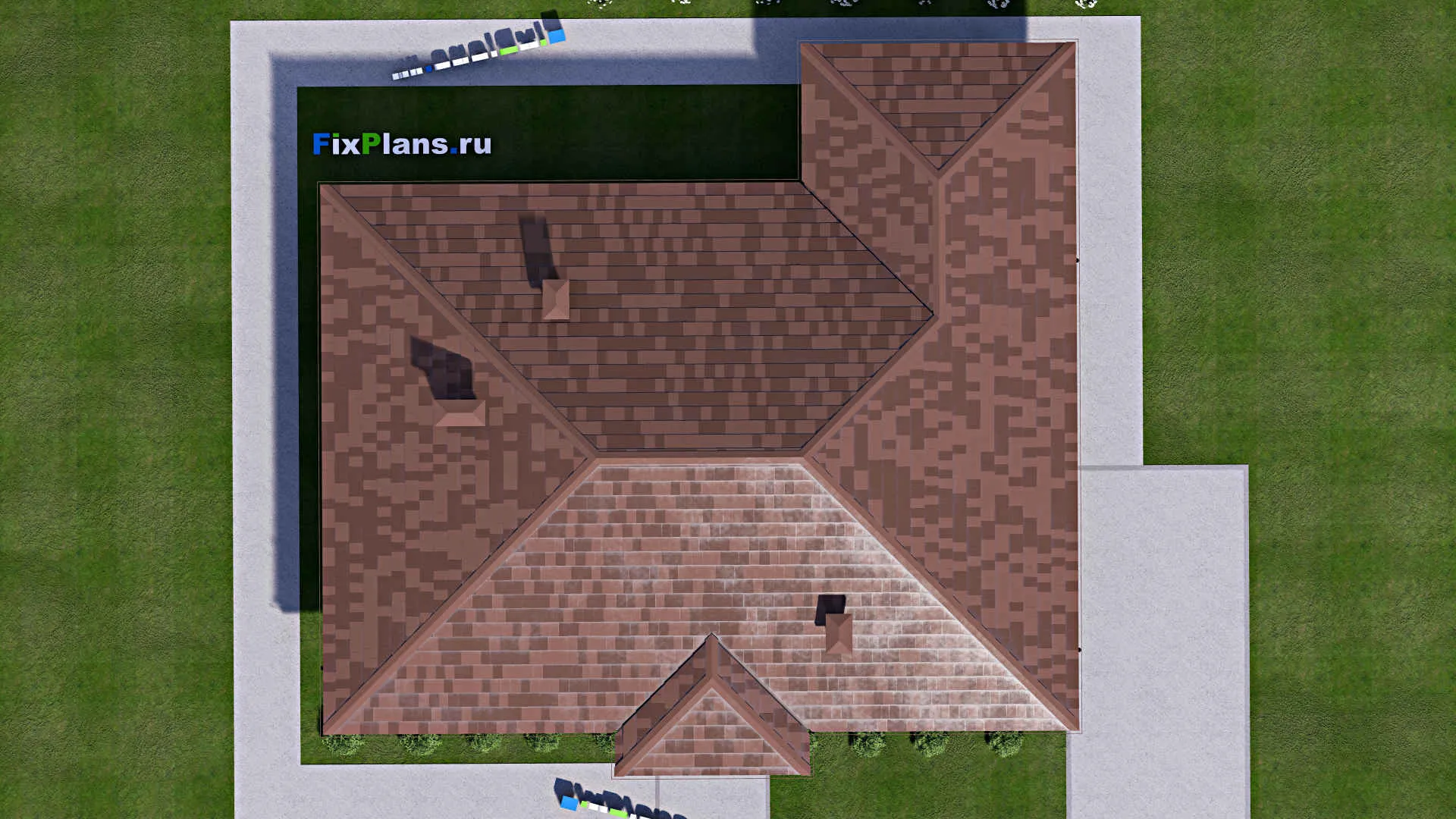 F-14174 - План одноэтажного дома 15 на 16, площадью 150 м² с террасой и 3 спальнями