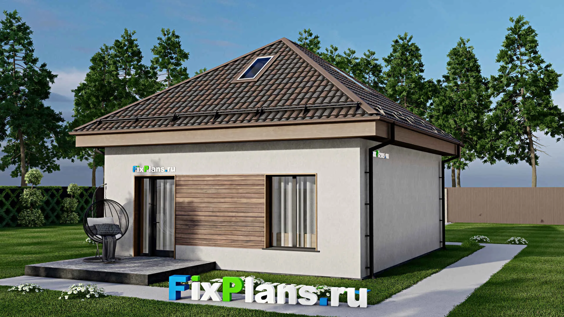 F-8306 - Проект дома с мансардой 9 на 14, площадью 130 м² с террасой и 4 спальнями