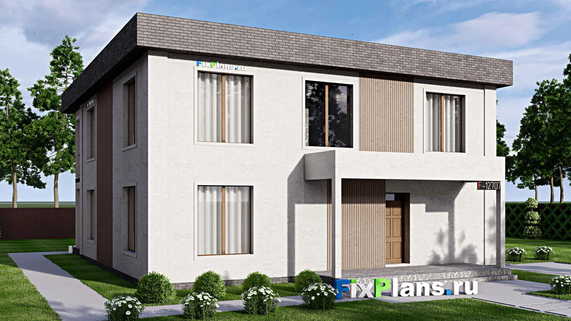 F-12707 - Проект двухэтажного дома 13 на 17, площадью 310 м² с террасой, балконом и 3 спальнями