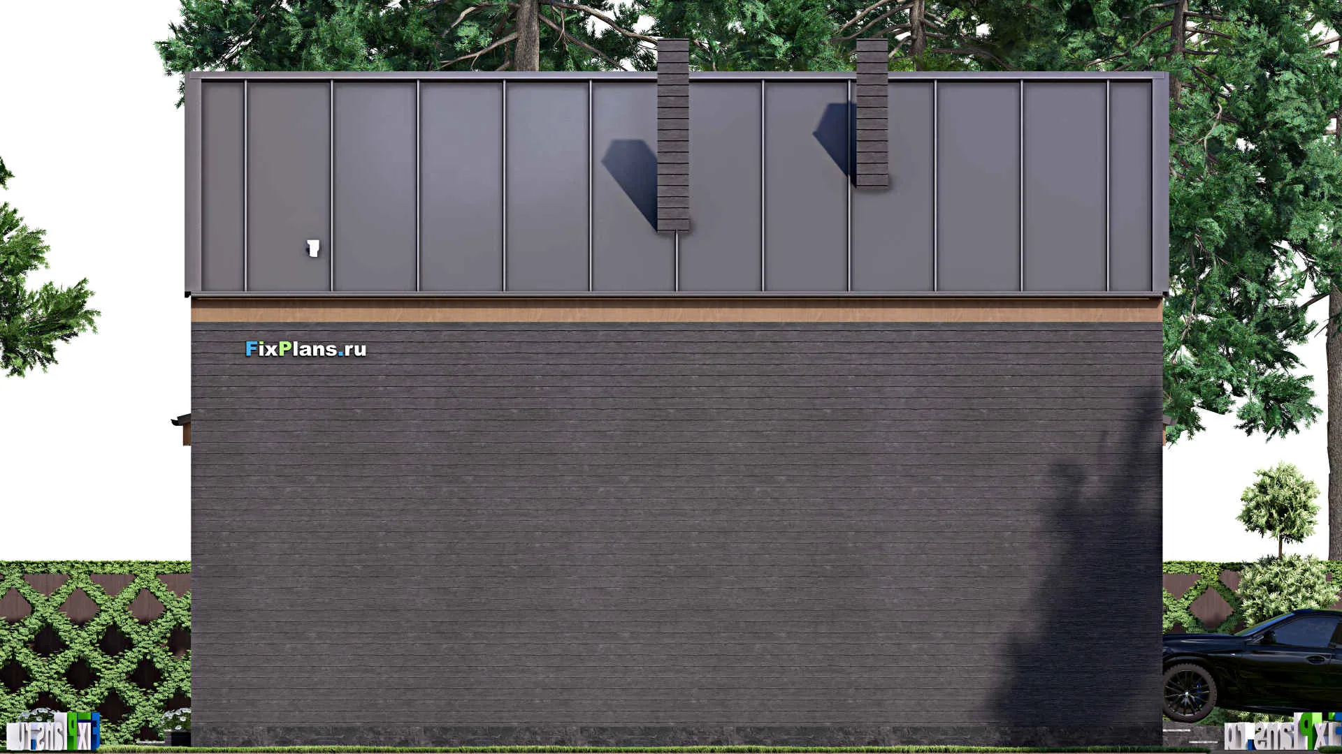 F-16208 - Проект дома с мансардой 13 на 14, площадью 180 м² с балконом, гаражом на 1 машину и 3 спальнями