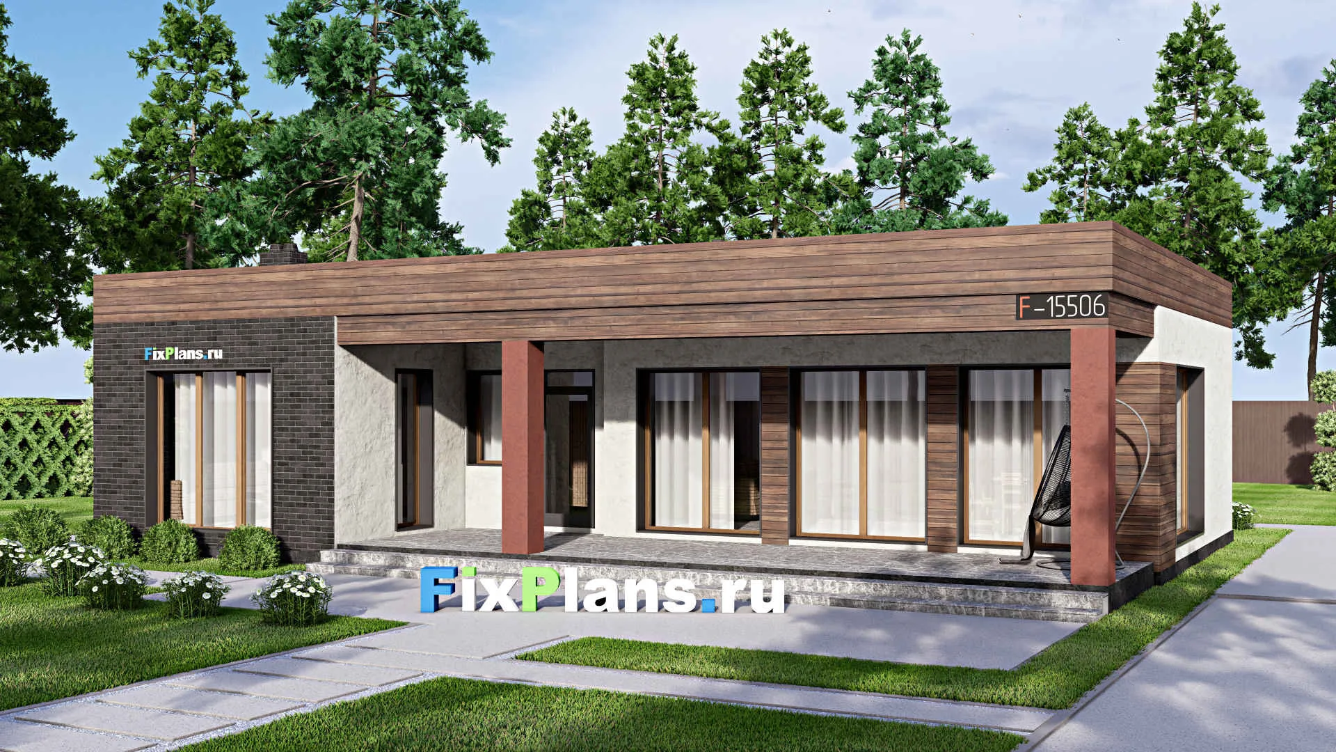 F-15506 - Проект бани 10 на 16, площадью 130 м² с терассой и санузлом