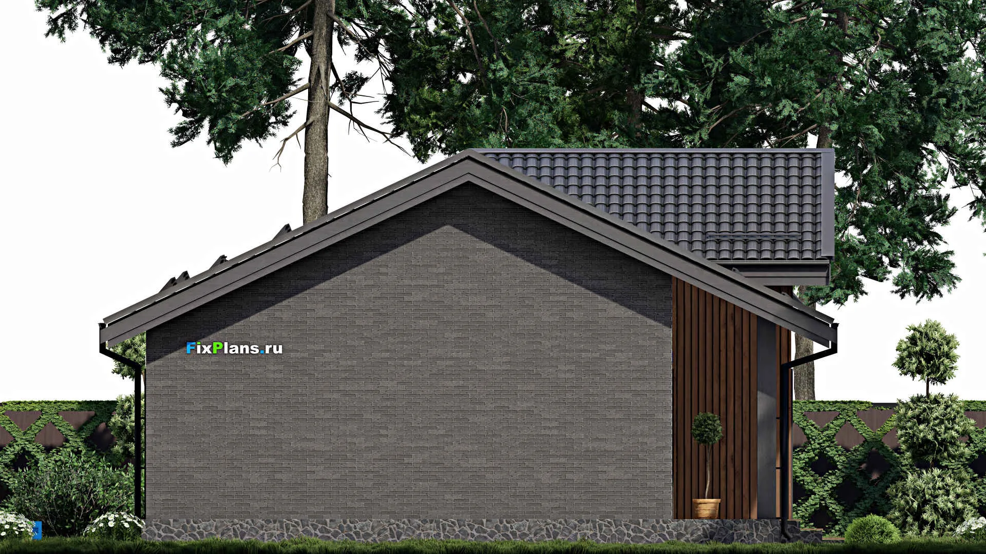 F-2069 - Проект одноэтажного дома 11 на 17, площадью 150 м² с террасой и 3 спальнями