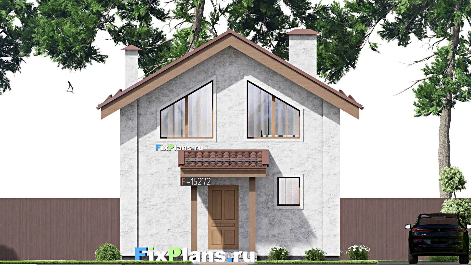 F-15272 - Планы дома с мансардой 8 на 11, площадью 90 м² с 3 спальнями